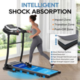 ZNTS NEW Home Folding Treadmill with Pulse Sensor, 2.5 HP Quiet Brushless Motor , 7.5 MPH, 300LBS Weight N728P182196B