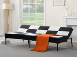 Velvet Upholstered Futon Sofa, Heavy-Duty Metal Frame, 5-Level Adjustable Backrest, Multi-Functional B347P507934