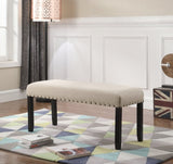 Biony Fabric Dining Bench with Nailhead Trim, Tan T2574P164612