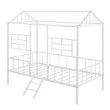 Metal House Bed Frame Twin Size with Slatted Support No Box Spring Needed White 77841896