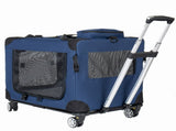 2 in 1, 28'' Collapsible Travel Dog Crate for Medium Large Dogs, Rolling Pet Carrier with Wheels, 53409239