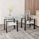 Set of 2, Modern Tempered Glass Tea Table Coffee Table End Table, Square Table for Living Room, W241104200