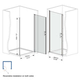34"x 72" Pivot Shower Door, Matte Black Aluminum Frame, Half Frame ,1/4" Tempered Glass W1675P295822