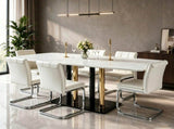 Modern Luxury Dining Table,51" Rectangular Tempered Glass Top with Marble Pattern Print,Gold W5123P515100
