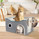 Extra-Wide Cat House for Indoor Cats - Large Cat Cave for Pet Cat House with Fluffy Ball Hanging and 01381845