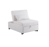 Contemporary White Color Sleeper Sofa Chair Pillow Plush Tufted Seat 1pc Convertible Sofa Sherpa B011P200214