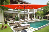 10 x 6.5t Rectangular Patio Solar LED Lighted Outdoor Umbrellas with Crank and Push Button Tilt for W65642334