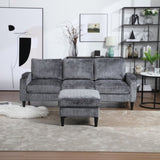 UNITED WE WIN Sofa for three, solid wood frame, Chenille fabric, side pocket, with two cup holders, W1568142738