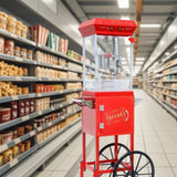 Popcorn Machine with, with Wheels & 6 Oz Pot Popcorn Maker Stainless Steel Oil Spoon, Mobile W2841P272023
