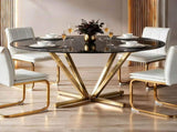 45.27"Round Dining Table,Modern Minimalist Dining Table,Faux Marble Printed Tempered Glass Top with W5123P491129