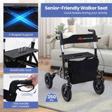 Outdoor Rolling Rollator Walker 9.5" All-Terrain Wheels, 6-Level Adjustable , Foldable, 84641640