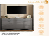 ON-TREND Farmhouse TV Stand with 2 Drawers for TVs Up to 70", Versatile Wood Grain Sideboard with N721P245732E
