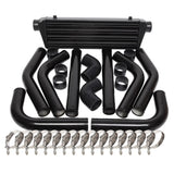 ZNTS JDM 28" Turbo Intercooler Black+2.5" Aluminum Black Piping Pipe Kit Black Couplers Black 58093000