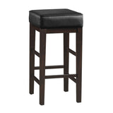 Transitional Black Faux Leather Seat 29-inch Pub Height Stools Set of 2, Espresso Finish Solid Wood B011P231743