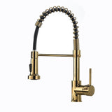 Commercial Black and Gold Kitchen Faucet with Pull Down Sprayer, Single Handle Single Lever Kitchen W1932P172327