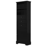 ZNTS Black Tall Storage Cabinet with 3 Drawers and Adjustable Shelves for Bathroom, Study, Office and WF323347AAB