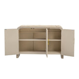 ZNTS TREXM Retro Minimalist Curved Sideboard with Gold Handles and Adjustable Dividers for Living Room or WF317093AAD