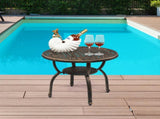 Cast Aluminum Outdoor Side Table, Anti-Rust Outdoor Round End Table, Patio Coffee Bistro Table for 65174540