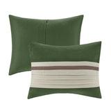 7 PC Pieced Faux Suede Comforter Set Green Cal King B03597221