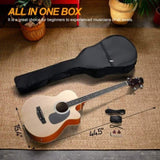 4 String Acoustic Bass Guitar, Full Size Bass Guitar Kit with Portable Guitar Bag, Premium Cable, 08351577