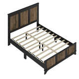 Farmhouse Wooden Platform Queen Size Bed, Modern Platform Bed with Wooden Strip Decoration, Plywood WF530906AAB