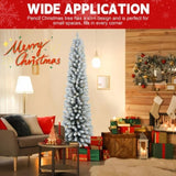 Artificial 7ft Flocked pencil Christmas Tree with 469 PVC Branch Tips, 200L Warm white led, Foldable 51236978