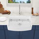 Fireclay 33" L X 20" W Farmhouse Arch Edge Apron Front Single Bowl Kitchen Sink W122567052