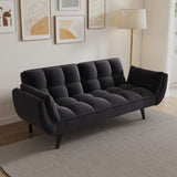 57 "black sofa Soft two armrests throw pillow pillow comfortable fit apartment bedroom small space W1658135106