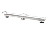 36 Inch Linear Shower Drain with Removable Square Patterned Grate, 304 Stainless Steel with Hair 28071561
