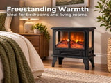 Mini Electric Fireplace Stove with 3D Flame, Timer and Remote, Black Double Door, 13.98 x x 69362552