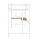 ZNTS Twin Metal Loft Bed with Desk and Metal Grid,White 23730514