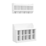 ON-TREND Shoe Storage Bench with Shelves and 4 Hooks, Elegant Hall Tree with Wall Mounted Coat Rack, WF313576AAK