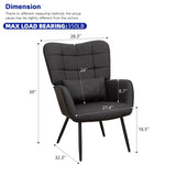 Leather Armchair, Modern Accent Chair High Back, Living Room Chairs with Metal Legs and Soft Padded, W2105P171823