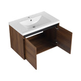 LEVISTAR Brown 30 Inch Bathroom Vanity with resin Countertop Sink, 2 Doors Bathroom Cabinet Set W1972P165046