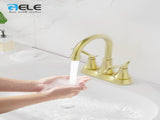 Bathroom Faucet Brushed Gold with Pop-up Drain & Supply Hoses 2-Handle 360 Degree High Arc Swivel 28291846