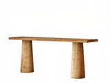 63" Farmhouse Wood Console Table Cylindrical Leg Design 09187461