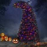 ZNTS 6FT Artificial Fir Bent Top Halloween Christmas Tree, Xmas Tree Bendable Grinch Style Christmas Tree PX292919AAB