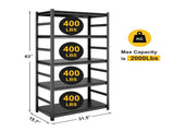 Adjustable Heavy Duty Metal Shelving - 5-Tier Storage Shelves, 2000LBS Load, Kitchen, Garage, Pantry 44333229