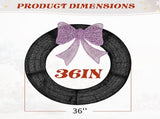 36in Pre-lit Outdoor Christmas Wreath Decoration, Lighted Metal Wreath with Purple Bow, Remote 65188732