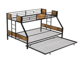 Twin Over FULL Metal Bunk Bed with Trundle 2 - Side Ladder and Full-Length Guardrail, No Box Spring W311133419