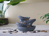 13.4x9.4x21.5" Decorative 4 Tier Blue Nautilus Shell Water Fountain with Light for Indoor Outdoor W2078138946