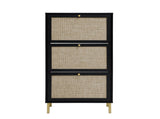 Rattan 3 Door Shoe Rack, Freestanding Modern Shoe Storage Cabinet, for Entryway W688P211263