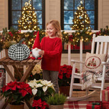2PCS Set Christmas Pumpkin Decoration 7x7x6.7" Fabric Black & White Plaid Pumpkins, Perfect for 66644802