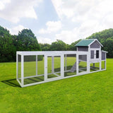 122" Large Gray Wood Chicken Coop Hen House Pet Rabbit Hutch Wooden Pet Cage Backyard with Nesting W773P293153
