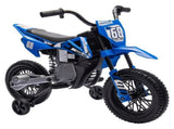 Blue 12V Kids Electric Motorcycle Twist Handle Throttle, Safety Training Wheels, Rear Suspension 71739891
