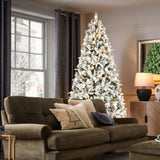 Artificial 8ft Flock Christmas Tree with 1793PE/PVC Mixed Branch Tips, 470L warm white lights, 69934052