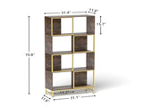 4-Tier Industrial Bookcase, Rustic Wood and Metal Frame, Asymmetrical Design, Display Storage W2167P192763