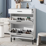 Shoe Cabinet, Freestanding Shoe Rack Organizer with Drawers & Metal Legs, Modern Shoe 14285067