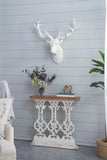 32" x 12" x 32" Classic Vintage White Wash Console Table with Brown Wood Top W2078141935