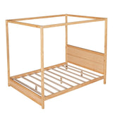 ZNTS Queen Size Canopy Platform Bed with Headboard and Support Legs,Natural WF293230AAM